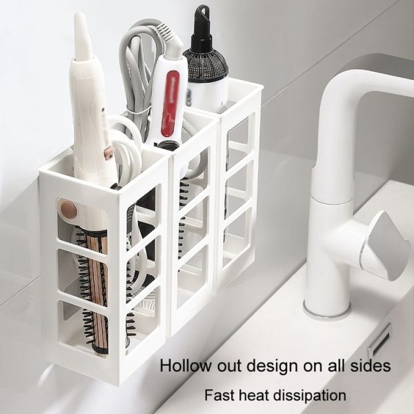 Curling Iron Storage Holder Wall Mounted Makeup Hairdressing Tool Organizer (White) - Image 5
