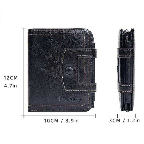 Baellerry D5112 RFID Anti-Theft Multi-Card Slot Buckle Tri-fold Zipper Short Wallet Coin Purse (Black) - Image 4