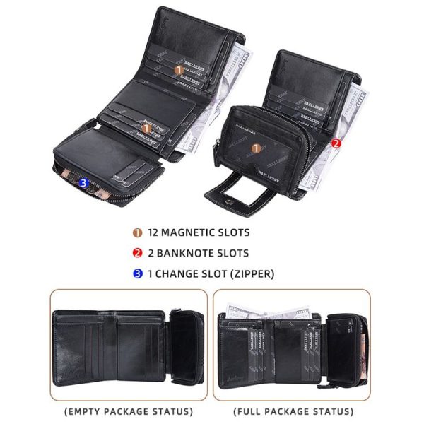 Baellerry D5112 RFID Anti-Theft Multi-Card Slot Buckle Tri-fold Zipper Short Wallet Coin Purse (Black) - Image 5