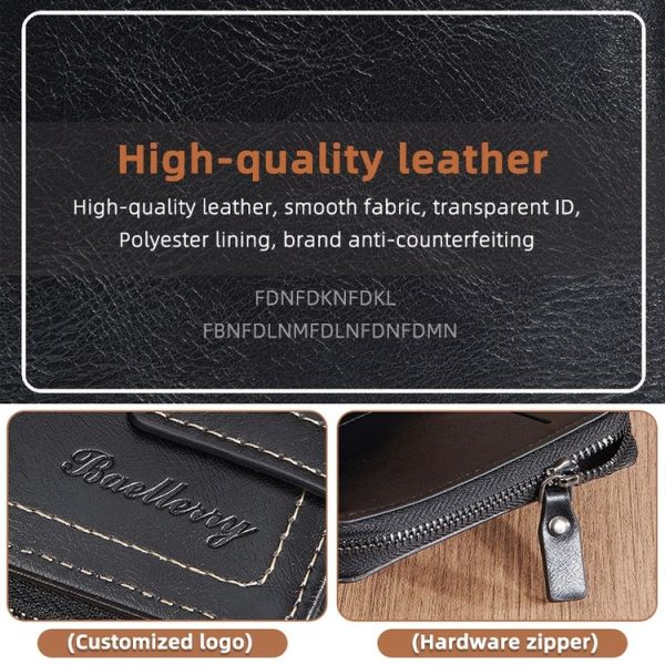 Baellerry D5112 RFID Anti-Theft Multi-Card Slot Buckle Tri-fold Zipper Short Wallet Coin Purse (Black) - Image 7