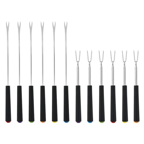 V-Shape Outdoor Portable Barbecue Fork Stainless Steel Barbecue Tool, Style: Regular Red - Image 3