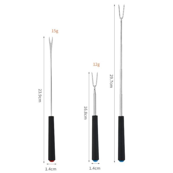 V-Shape Outdoor Portable Barbecue Fork Stainless Steel Barbecue Tool, Style: Regular Red - Image 4