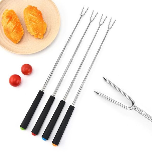 V-Shape Outdoor Portable Barbecue Fork Stainless Steel Barbecue Tool, Style: Regular Red - Image 5