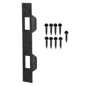 Heavy Duty Metal Latch Plate for Exterior Interior Door Double Hole Reinforcement Striker Plates (Black)