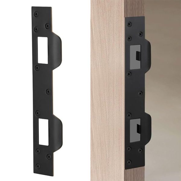 Heavy Duty Metal Latch Plate for Exterior Interior Door Double Hole Reinforcement Striker Plates (Black) - Image 2