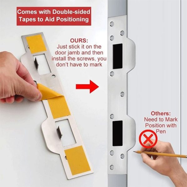 Heavy Duty Metal Latch Plate for Exterior Interior Door Double Hole Reinforcement Striker Plates (Black) - Image 6