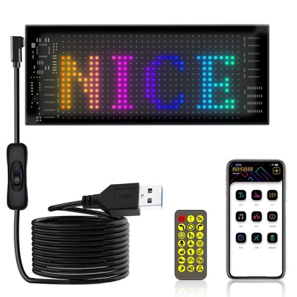 7x17.3cm(16 x 32 LEDs) Car Flexible Display Advertising Screen APP Bluetooth Smart Screen