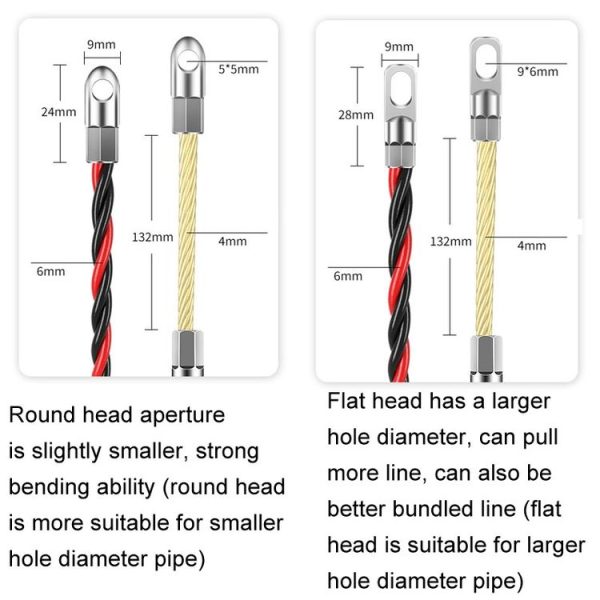 5m Flat Head Dual Color Pipe Threading Puller Electrician Manual Threader - Image 3