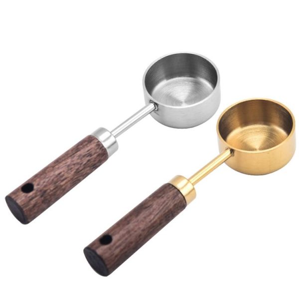15ml Wooden Handle Stainless Steel Measuring Spoon Coffee Powder Milk Powder Spoon, Color: Silver - Image 2