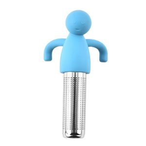 Man Shape Tea Filter Brewer 304 Stainless Steel Tea Strainer (Blue)