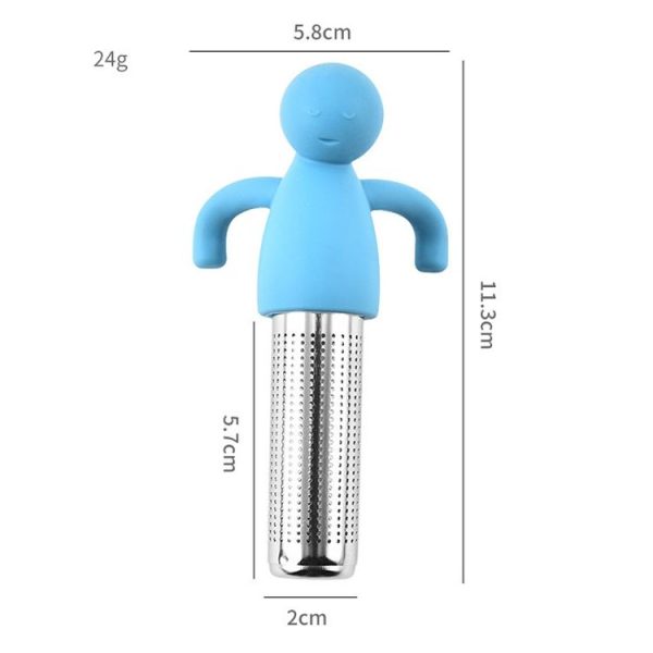 Man Shape Tea Filter Brewer 304 Stainless Steel Tea Strainer (Blue) - Image 4