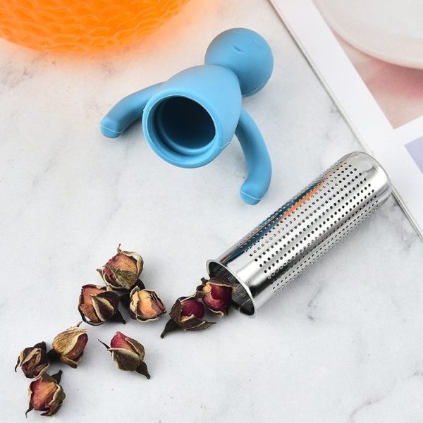 Man Shape Tea Filter Brewer 304 Stainless Steel Tea Strainer (Blue) - Image 5
