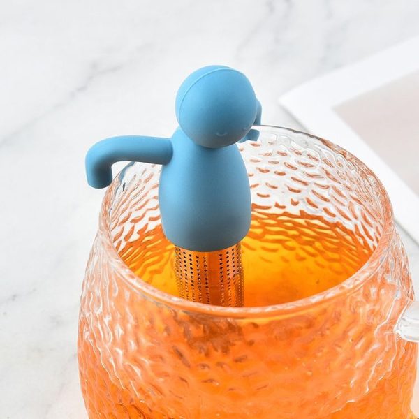 Man Shape Tea Filter Brewer 304 Stainless Steel Tea Strainer (Blue) - Image 6