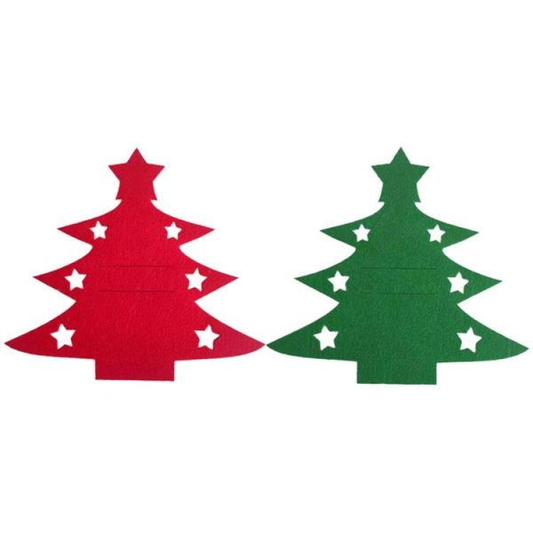 6pcs / Pack Christmas Decorations Christmas Tree Shape Knife and Fork Sleeve Tableware Bag (Red) - Image 2