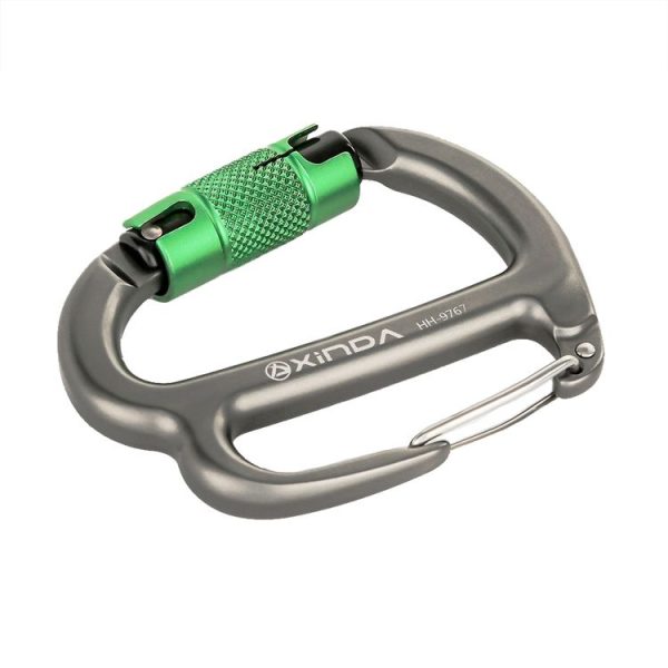 XINDA HH-9767 H-type Climbing Rappelling Friction Lock Descenders Safety Buckle Lock (Gray+Green Nut) - Image 4