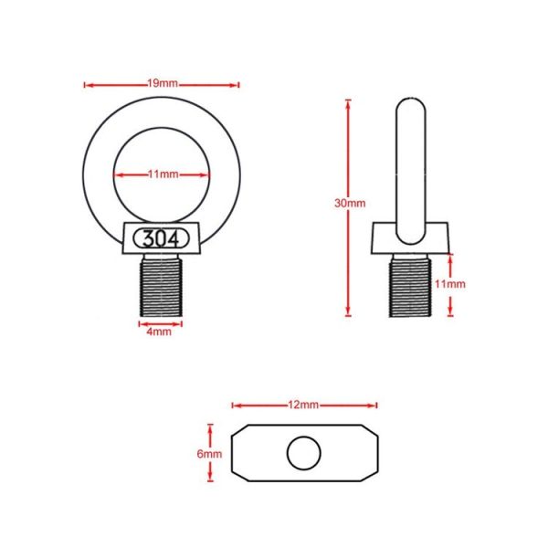 RV Sunshade 304 Stainless Steel Slide Rail Ring, Specifications: 1pcs M4 Ring + Cylinder - Image 4