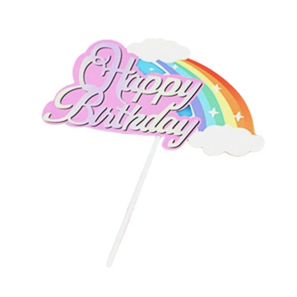 20pcs Birthday Party Cake Toppers Baking Cake Ornament Flags Dessert Decoration, Style: Rainbow 1 - Image 4