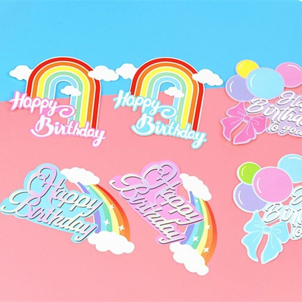 20pcs Birthday Party Cake Toppers Baking Cake Ornament Flags Dessert Decoration, Style: Rainbow 1 - Image 6