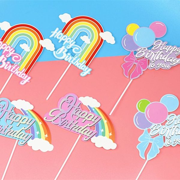20pcs Birthday Party Cake Toppers Baking Cake Ornament Flags Dessert Decoration, Style: Rainbow 1 - Image 7