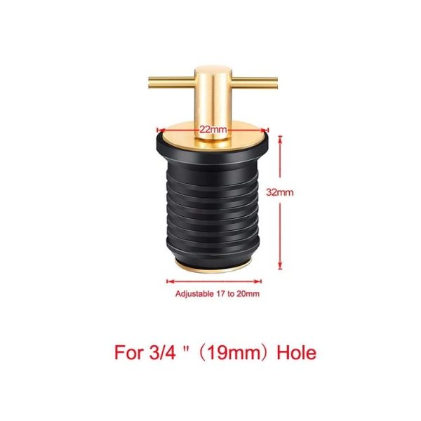 Marine Motorboat Deck Cross Drain Plug Screw, Size: Copper For 19mm - Image 2