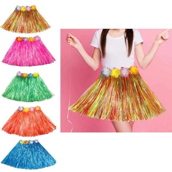 30cm Halloween Hula Show Costume Hawaii Party Decoration, Color: Grass Skirt Red - Image 2