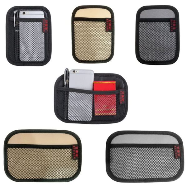Microfiber Leather Car Mobile Phone Sticky Storage Net Bag, Color: H005 Black Small - Image 2
