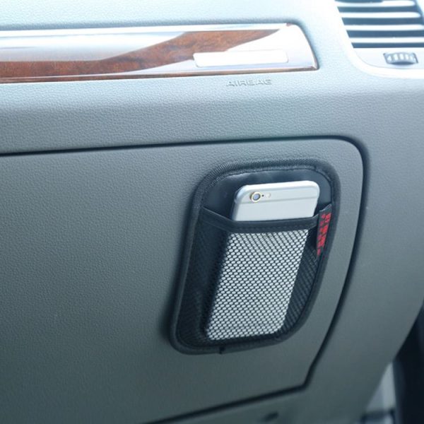 Microfiber Leather Car Mobile Phone Sticky Storage Net Bag, Color: H005 Black Small - Image 6