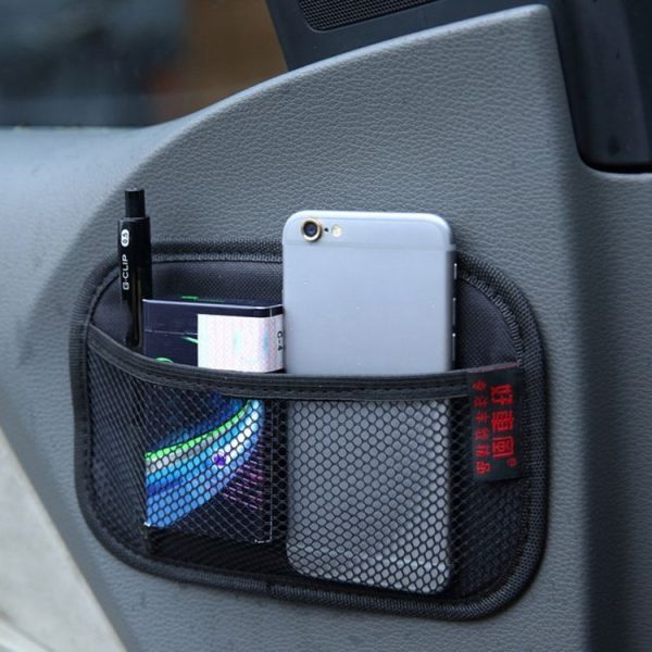 Microfiber Leather Car Mobile Phone Sticky Storage Net Bag, Color: H005 Black Small - Image 7