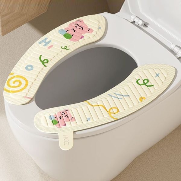 1pair Adhesive Waterproof Four-Season Universal Toilet Mat (Thick-browed Dog)