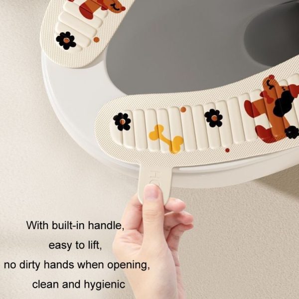 1pair Adhesive Waterproof Four-Season Universal Toilet Mat (Thick-browed Dog) - Image 3