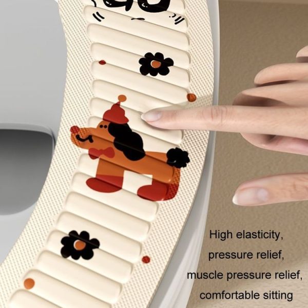 1pair Adhesive Waterproof Four-Season Universal Toilet Mat (Thick-browed Dog) - Image 4