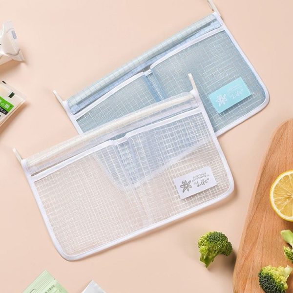 Hanging Refrigerator Storage Kitchen Classification Double Compartment Storage Bag (White) - Image 2
