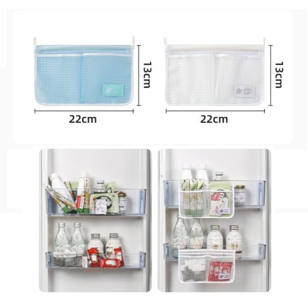 Hanging Refrigerator Storage Kitchen Classification Double Compartment Storage Bag (White) - Image 3