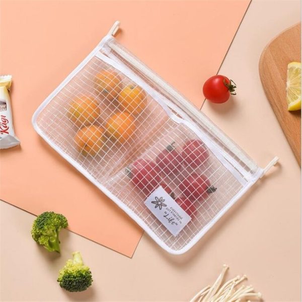 Hanging Refrigerator Storage Kitchen Classification Double Compartment Storage Bag (White) - Image 6