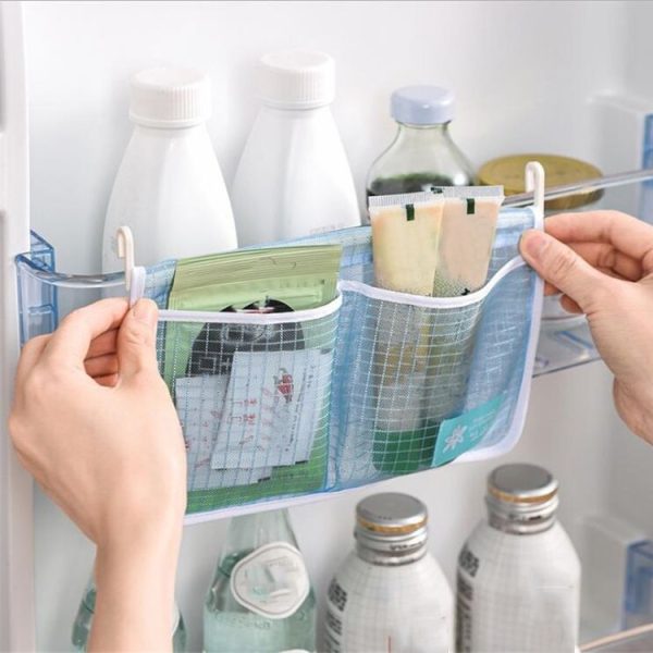 Hanging Refrigerator Storage Kitchen Classification Double Compartment Storage Bag (White) - Image 7