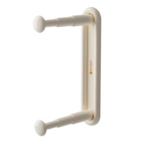 Retractable Clothes Rack Organizer Multifunctional Household Hole-Free Balcony Storage Shelf (Cream Color)