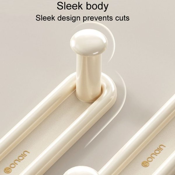Retractable Clothes Rack Organizer Multifunctional Household Hole-Free Balcony Storage Shelf (Cream Color) - Image 4
