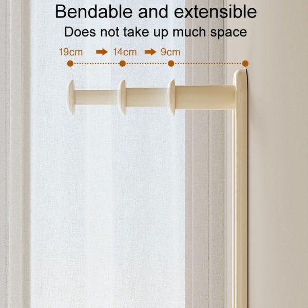 Retractable Clothes Rack Organizer Multifunctional Household Hole-Free Balcony Storage Shelf (Cream Color) - Image 5
