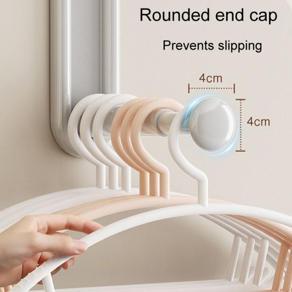 Retractable Clothes Rack Organizer Multifunctional Household Hole-Free Balcony Storage Shelf (Cream Color) - Image 7