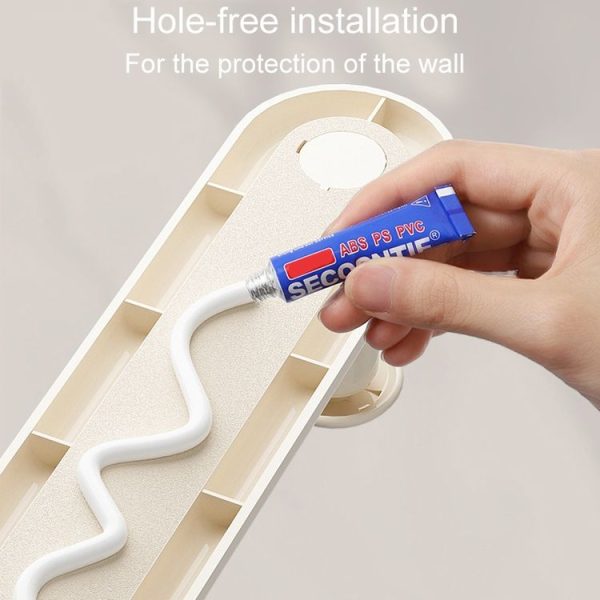 Retractable Clothes Rack Organizer Multifunctional Household Hole-Free Balcony Storage Shelf (Cream Color) - Image 8