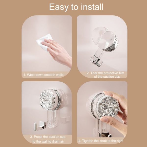 Household Suction Cup Storage Hooks Bathroom No Punch Sticky Snaps (Transparent White) - Image 10