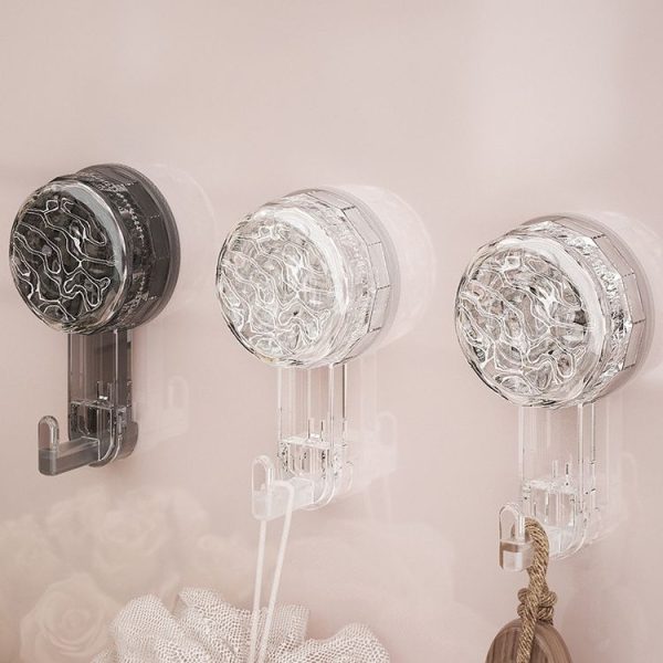 Household Suction Cup Storage Hooks Bathroom No Punch Sticky Snaps (Transparent White) - Image 2