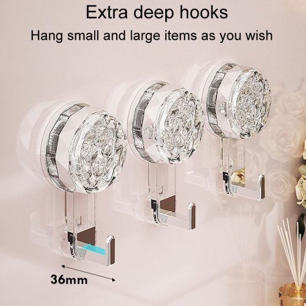 Household Suction Cup Storage Hooks Bathroom No Punch Sticky Snaps (Transparent White) - Image 5