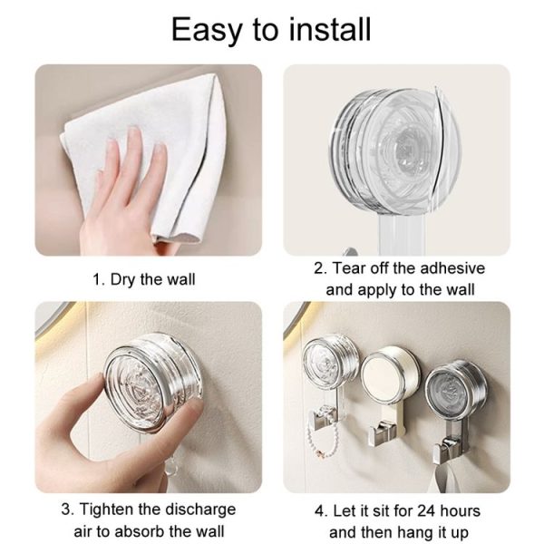 Bathroom Suction Cup Hooks Household Wall Mounted Hanging Organizer (Transparent) - Image 10