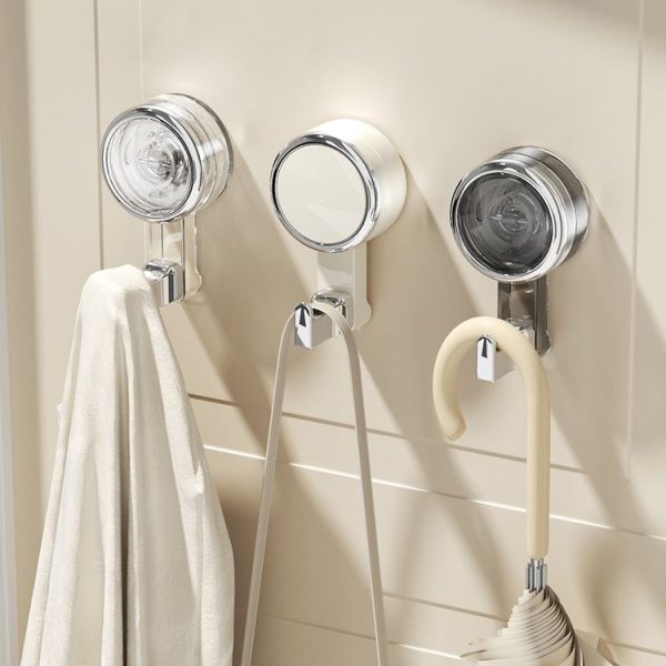 Bathroom Suction Cup Hooks Household Wall Mounted Hanging Organizer (Transparent) - Image 2