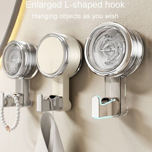 Bathroom Suction Cup Hooks Household Wall Mounted Hanging Organizer (Transparent) - Image 5