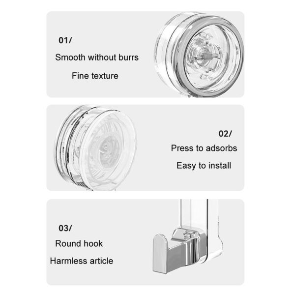 Bathroom Suction Cup Hooks Household Wall Mounted Hanging Organizer (Transparent) - Image 8