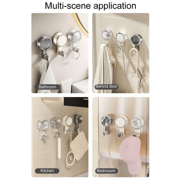Bathroom Suction Cup Hooks Household Wall Mounted Hanging Organizer (Transparent) - Image 9