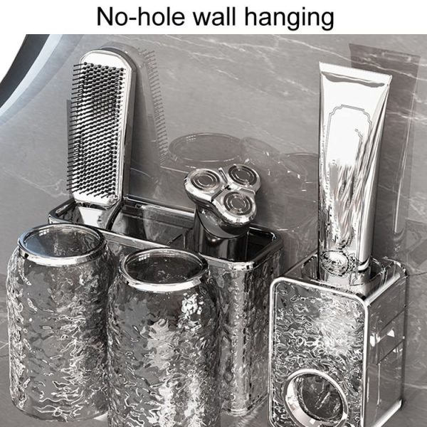 Bathroom Toothbrush Organizer Household Multifunctional Storage Rack, Style: Single Cup Transparent - Image 5