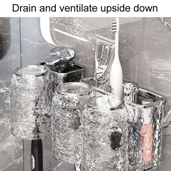 Bathroom Toothbrush Organizer Household Multifunctional Storage Rack, Style: Single Cup Transparent - Image 6